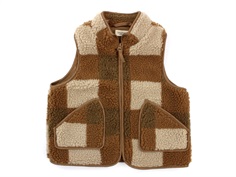 MarMar fleece waistcoat Joby chunky hazel check teddy